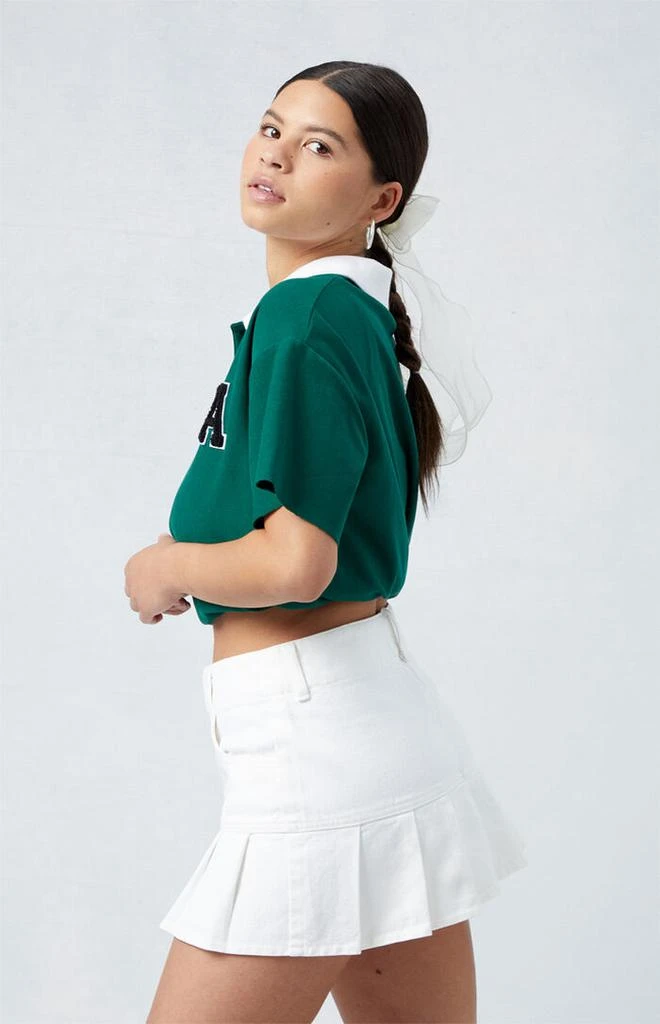 PacSun Eco White Pleated Low Rise Denim Mini Skirt 3