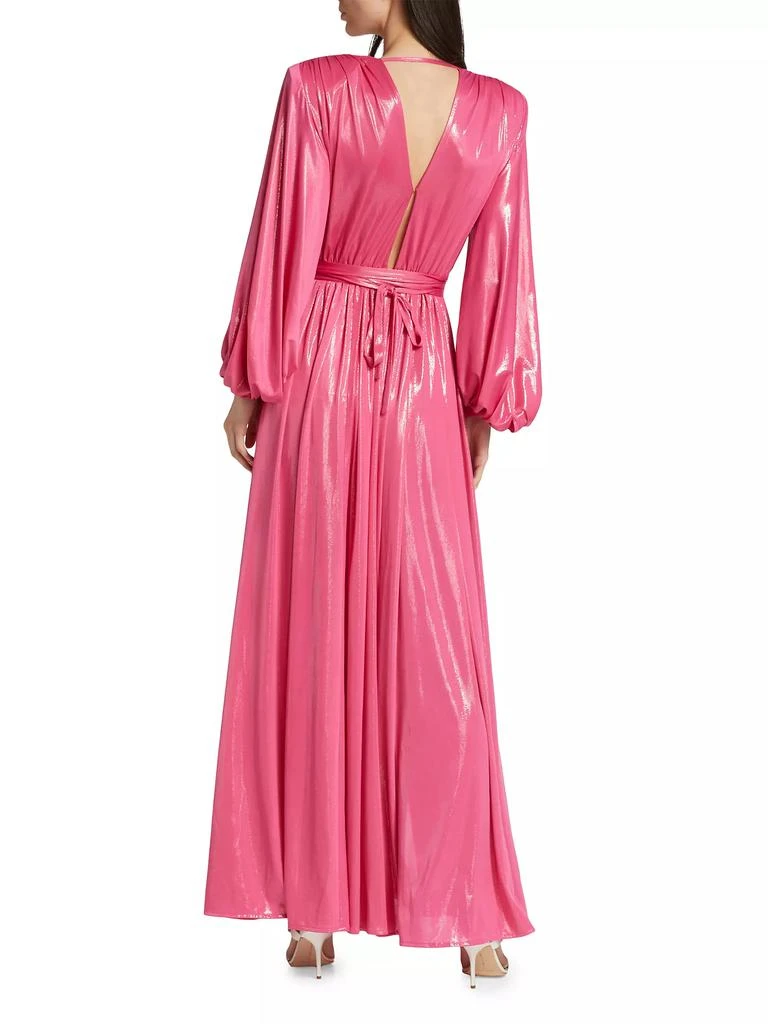 BRONX AND BANCO Zoe Billowy-Sleeve V-Neck Metallic Gown 5