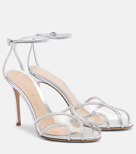 Gianvito Rossi Isabel 95 embellished suede and PVC sandals 1