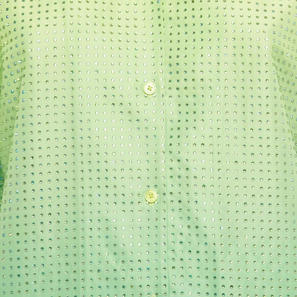 Self Portrait Self-Portrait Neon Green Rhinestone Embellished Taffeta Shirt &Shorts Set S/L 3