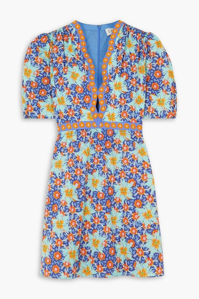 Saloni Tabitha floral-print cotton-poplin mini dress 1