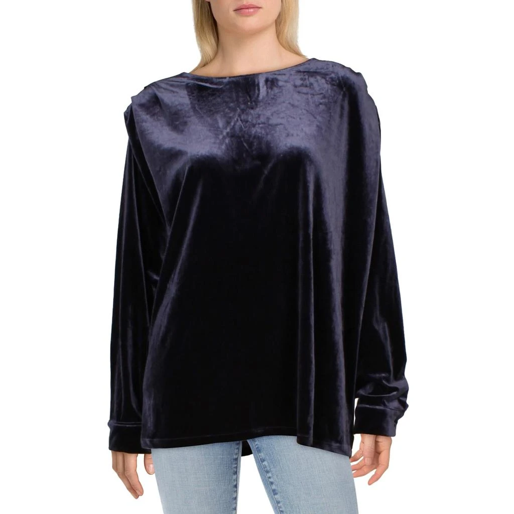 H Halston Womens Velvet Long Sleeves Pullover Top 3