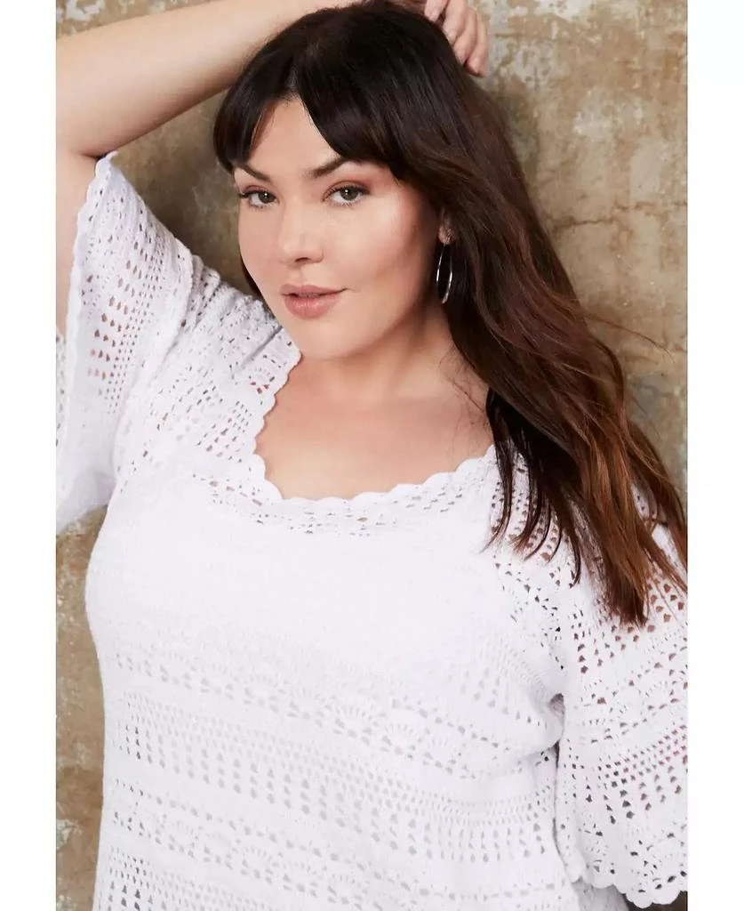 June + Vie Plus Size June + Vie Openwork Crochet Pullover Sweater 2