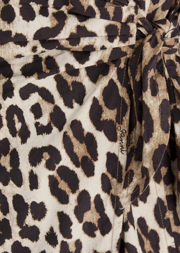 Ganni Leopard-print cotton mini wrap dress  5