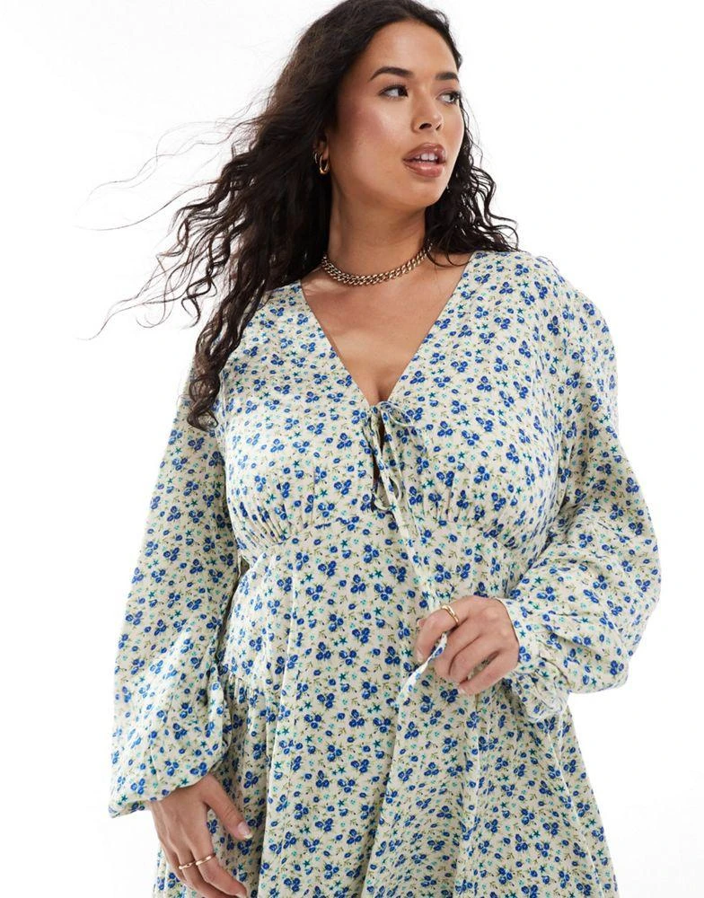 knee length dresses for ladies Blue Plus Size Long Sleeve Elastic Bodycon Slim Fit Midi Denim Dress
