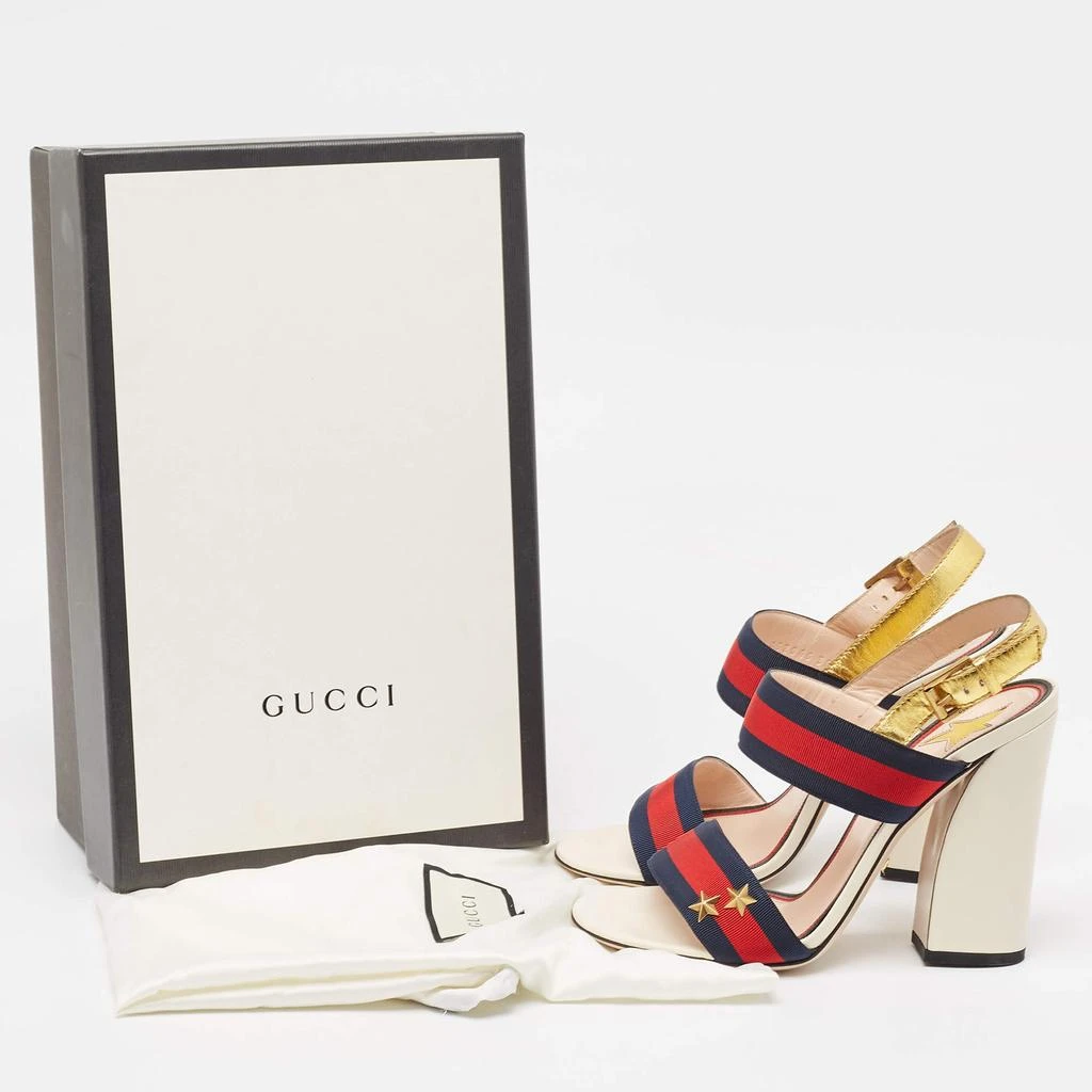 Gucci Gucci Gold Leather and Grosgrain Web Aline Sandals Size 38 9