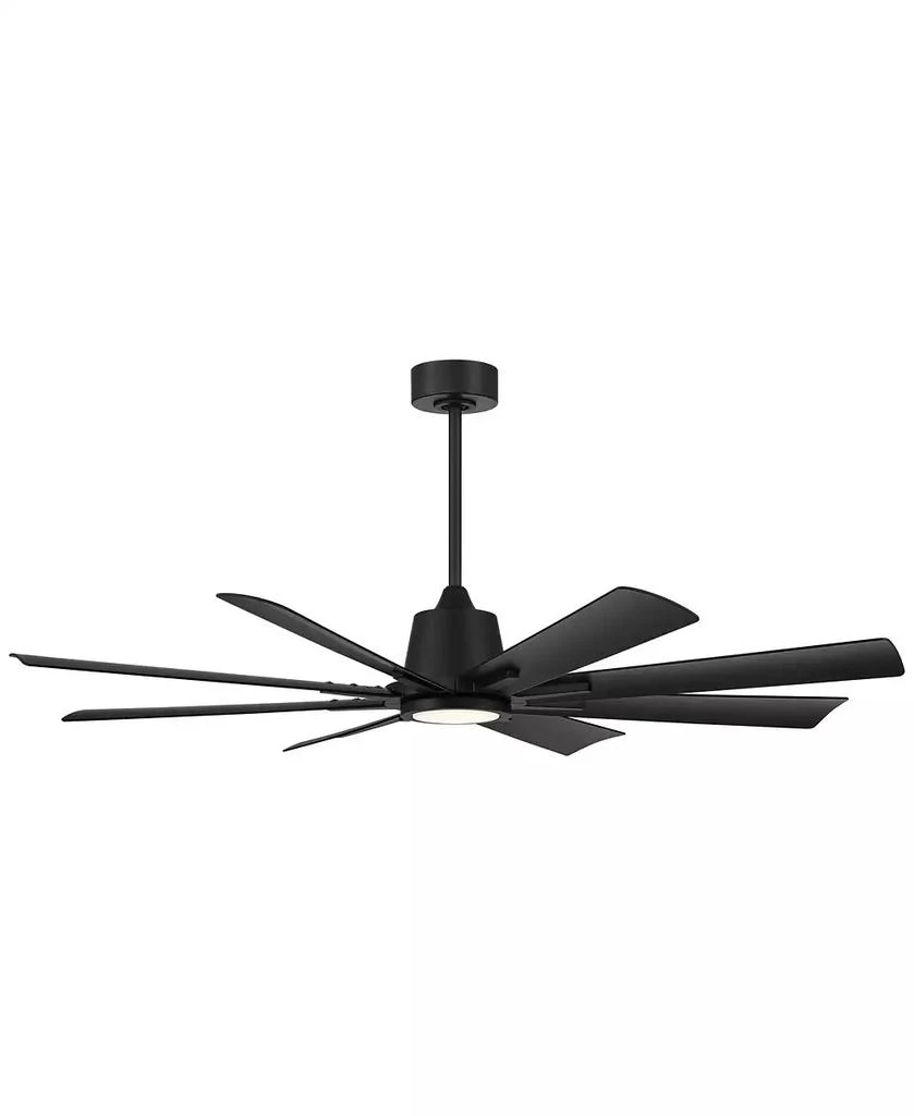 Casa Vieja 54" Inspirit Modern Indoor Outdoor Ceiling Fan 8 Blade LED Light Remote Control Matte Black Finish Bedroom Damp Rated 8