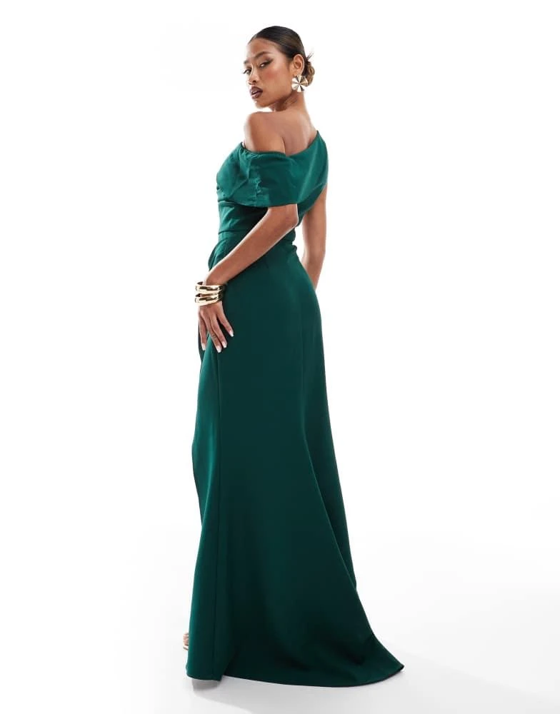 Jarlo Jarol off the shoulder slit maxi dress in emerald 2
