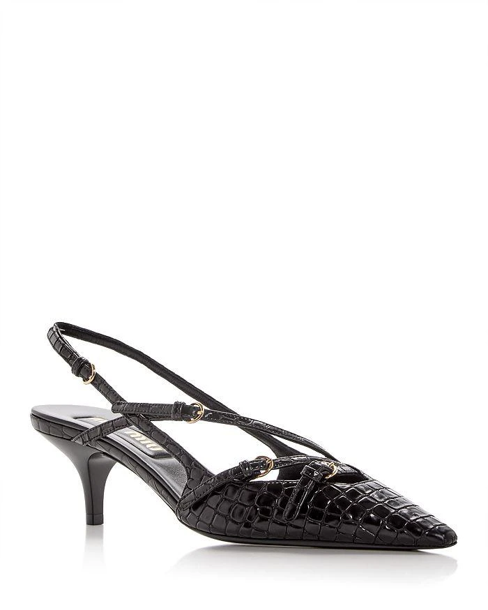 Miu Miu Women's Croc Embossed Pointed Toe Pumps 1