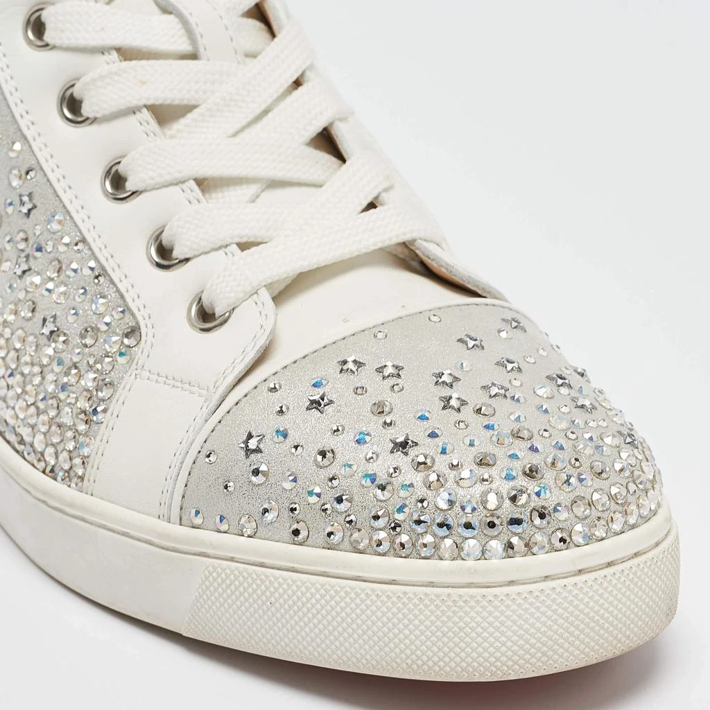 Christian Louboutin Christian Louboutin White/Grey Leather Crystal Embellished High Top Sneakers Size 38.5 7