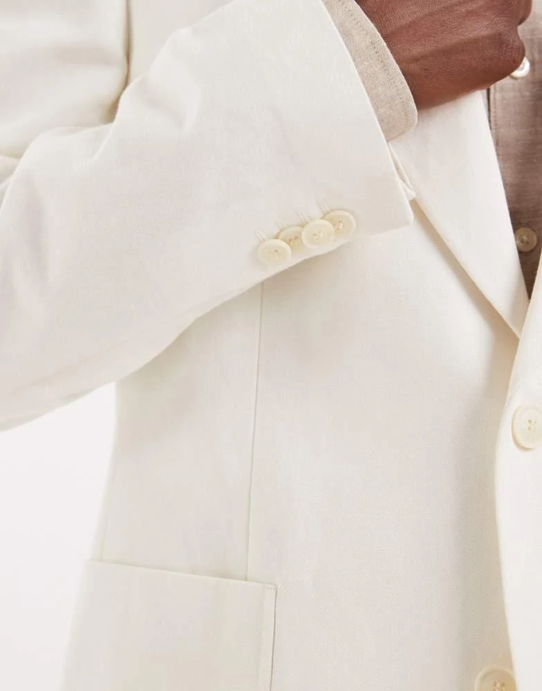 ASOS ASOS DESIGN mix 
match linen rich slim suit jacket in cream 5