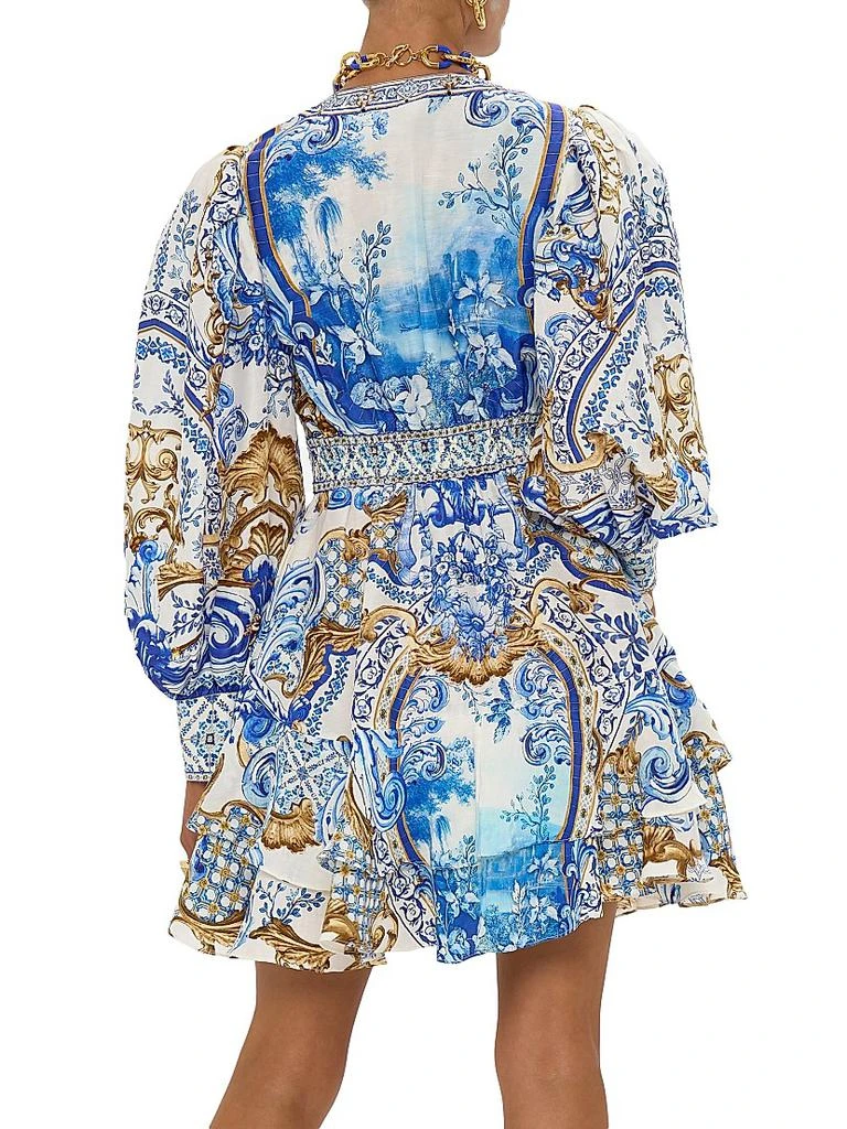 Camilla Printed Silk Button-Front Frill Dress 5