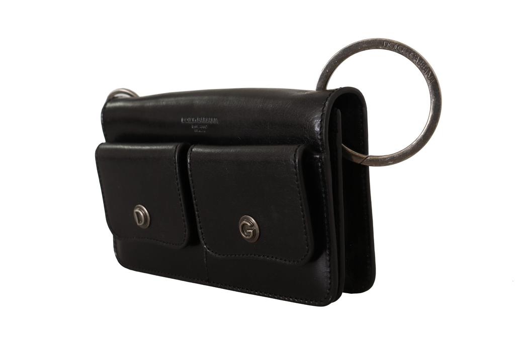 Dolce & Gabbana Dolce & Gabbana Black Leather Wristlet Mini Bag Card Bill Wallet