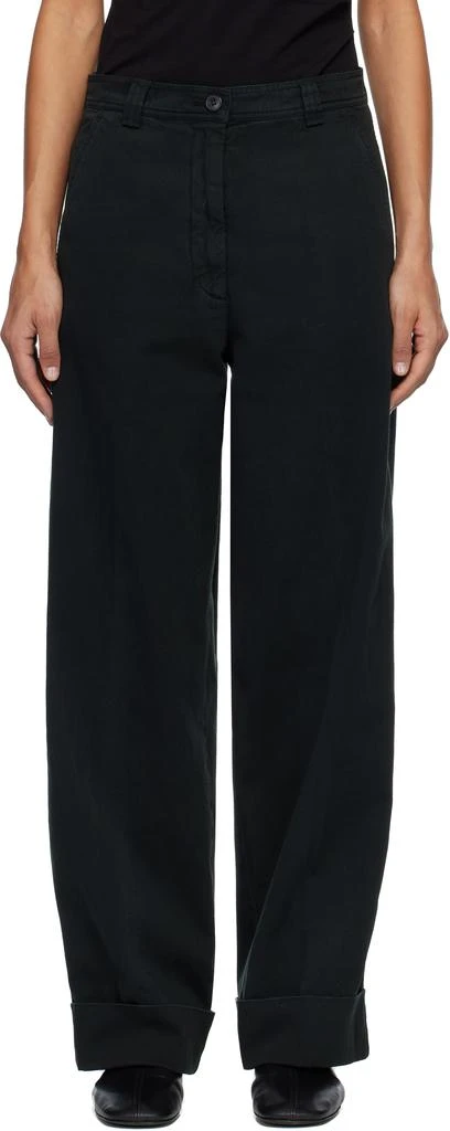 Dries Van Noten Green Cuffed Cotton Trousers 1