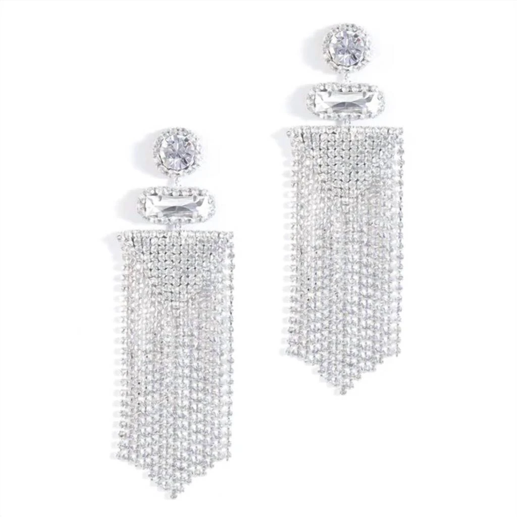 DEEPA GURNANI Anvi Chandelier Earrings In Silver/rhinestones 1