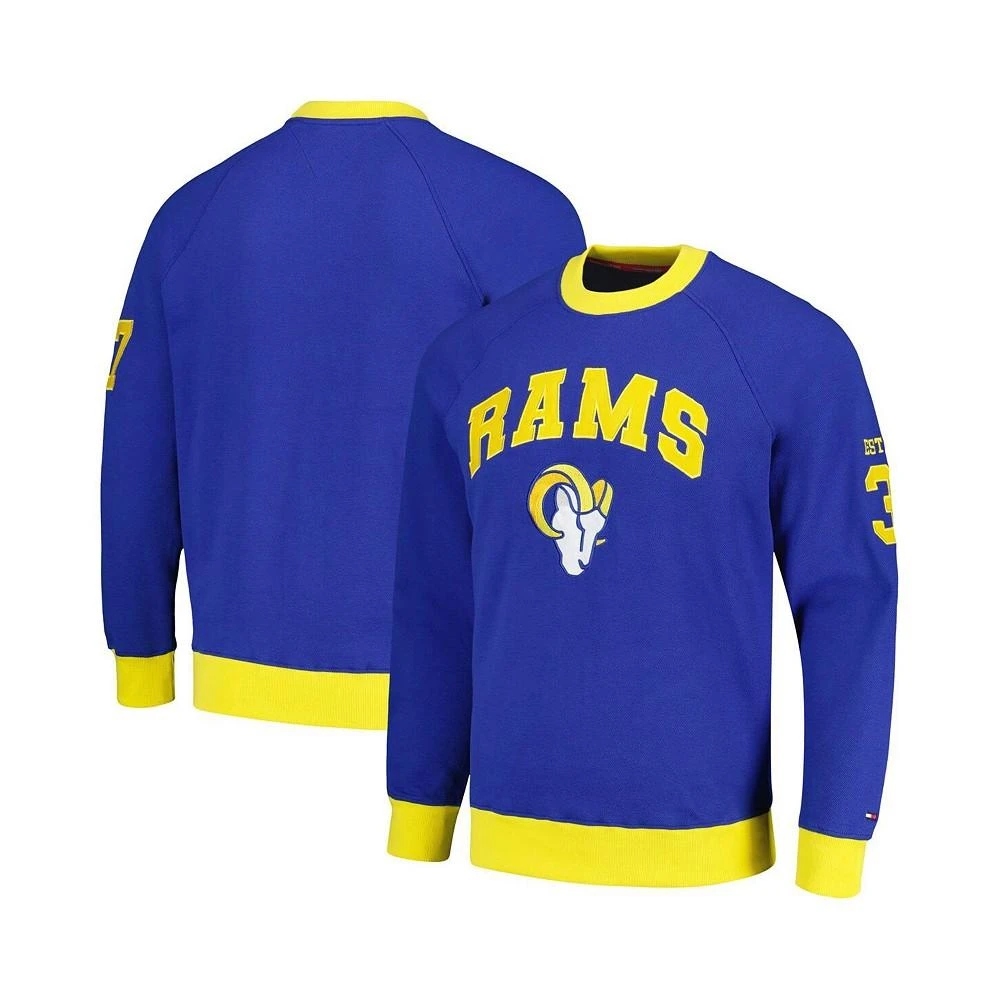 Tommy Hilfiger Men's Royal Los Angeles Rams Reese Raglan Tri-Blend Pullover Sweatshirt 1