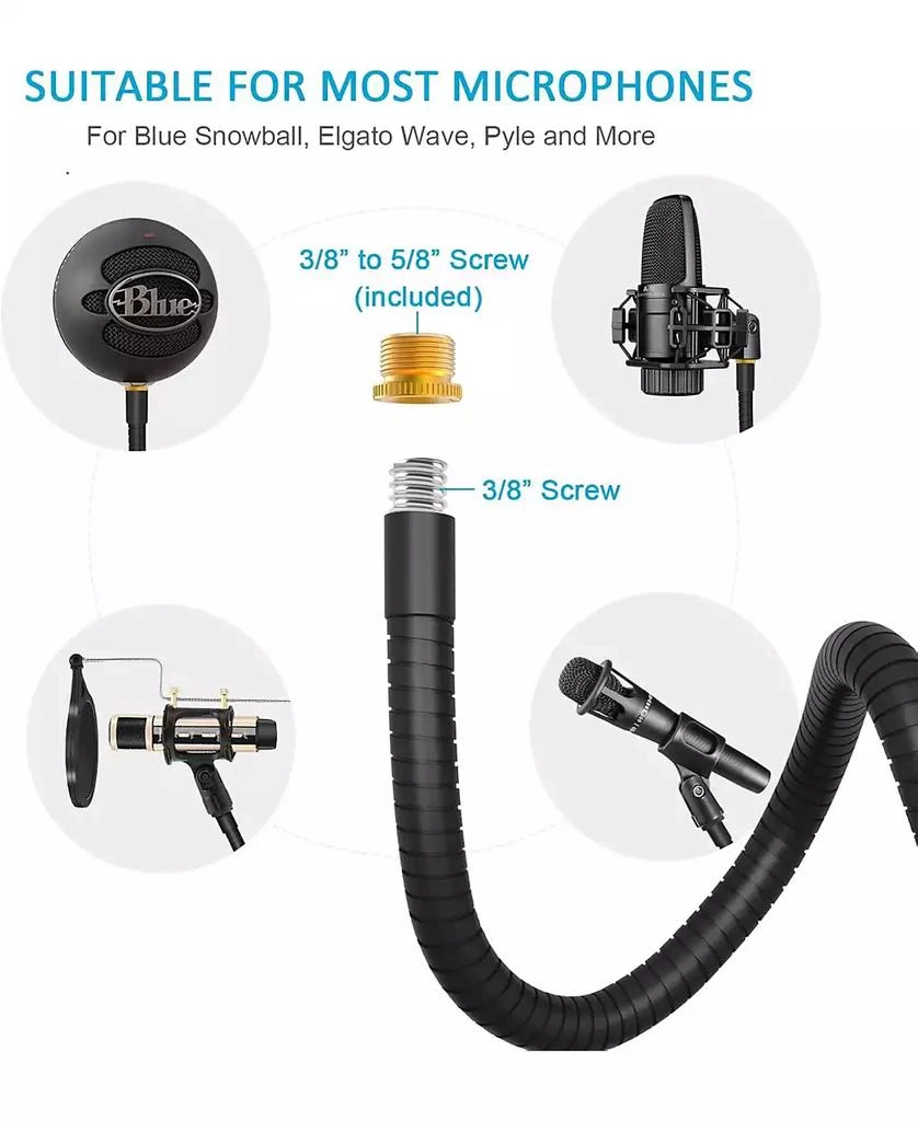 ZealSound Microphone Arm Stand H1 19 and T13-US Black Bundle 4