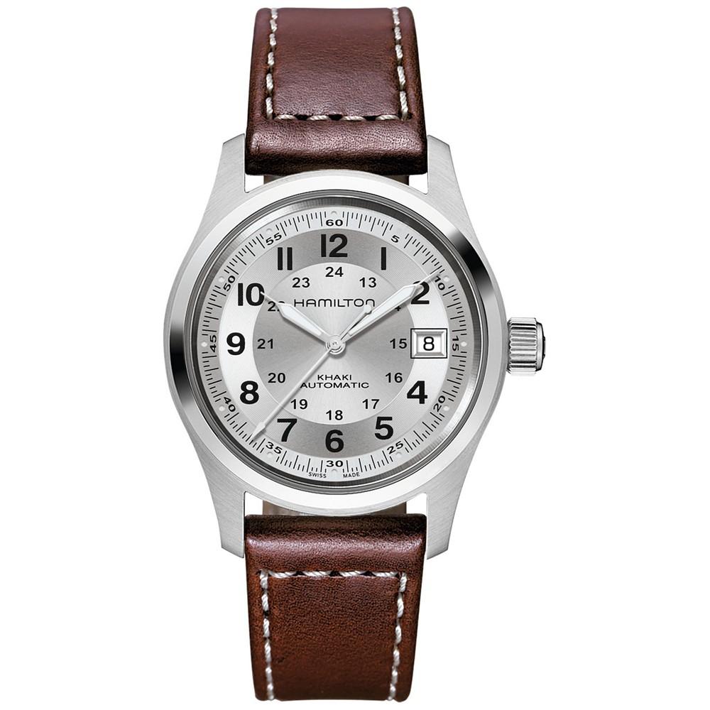 Hamilton Men's Swiss Automatic Khaki Field Brown Leather Strap Watch 38mm