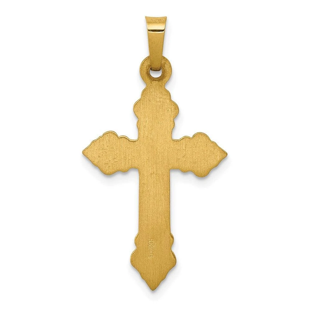 Diamond2Deal 14k Yellow Gold Brushed and Polished Budded Cross Pendant 4