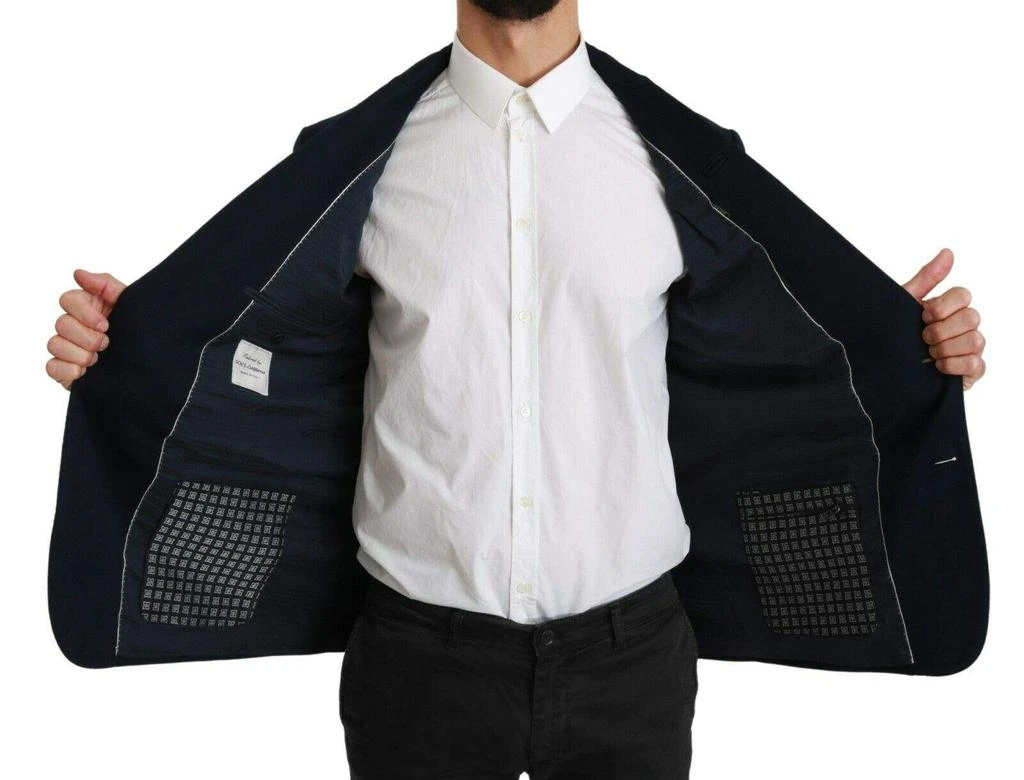 Dolce & Gabbana Dolce & Gabbana Blue Solid Cotton Silk Stretch Jacket Blazer 6