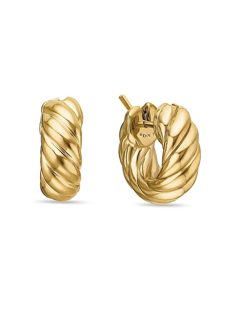 David Yurman Sculpted Cable Hoop Earrings in 18K Yellow Gold, 14.4MM