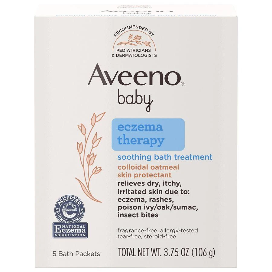 Aveeno Baby Eczema Therapy Soothing Bath Treatment, Oatmeal Fragrance-Free, Single Use Packets 1