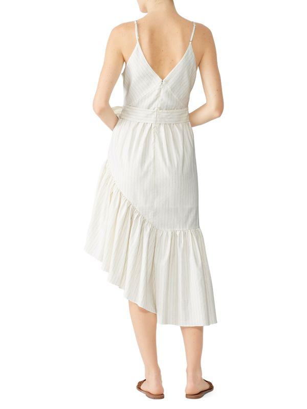 Marissa Webb Kierra Pinstriped Linen Blend Midi Dress