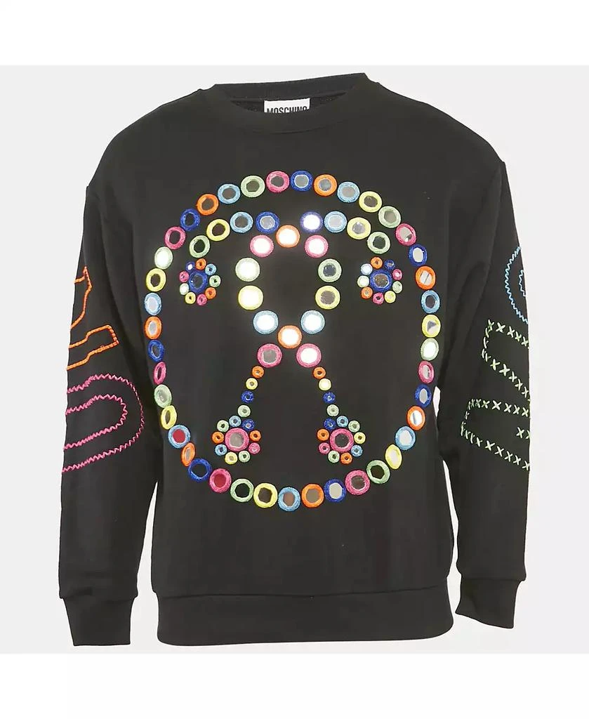 Pre-Owned Moschino Men
s Couture Black Mirror Embroidered Cotton Crew Neck Sweatshirt