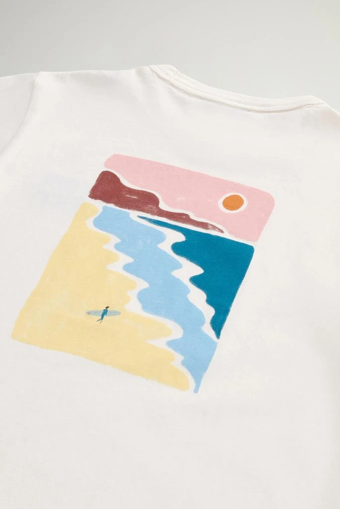 Woolrich Boys’ T-Shirt in Pure Cotton with Print on the Back - Boys - Blue 4