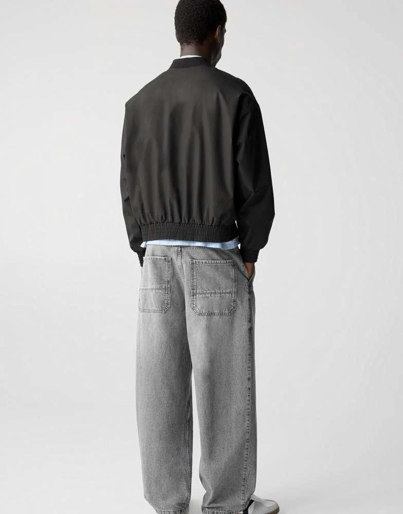 Pull&Bear Pull&Bear lightweight bomber jacket in black 4