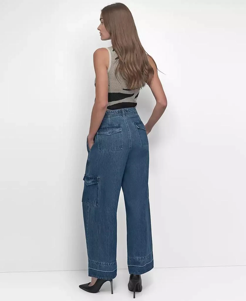 DKNY Women's Release-Hem Wide-Leg Cargo Jeans 5