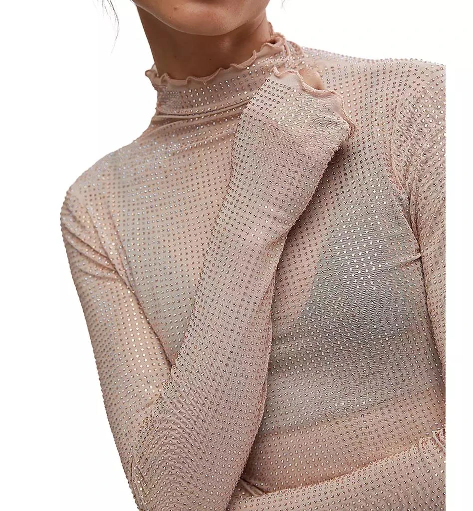Free People Women's Dance All Night Studded Sheer Long-Sleeve Top 4
