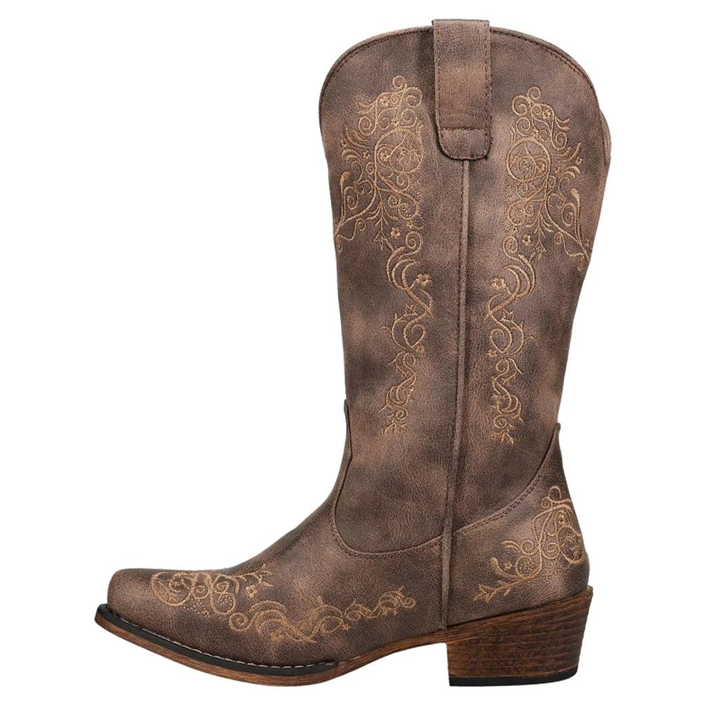 Roper Riley Scroll Embroidery Snip Toe Cowboy Boots 3