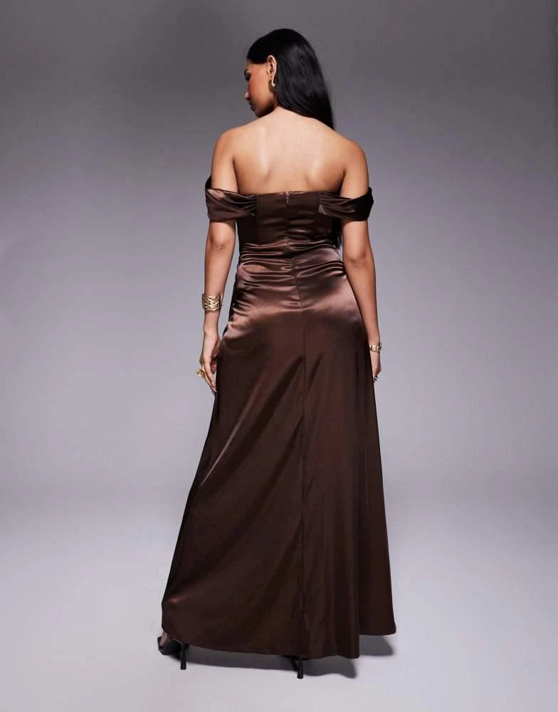 brown corset maxi dress Noir Blossom Shrug Gown – Palki main image 1