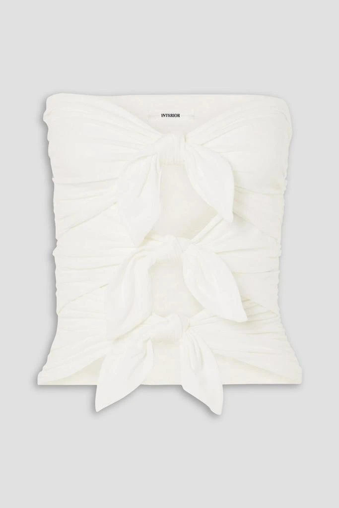 INTERIOR Alexi strapless knotted cotton-jersey top 1