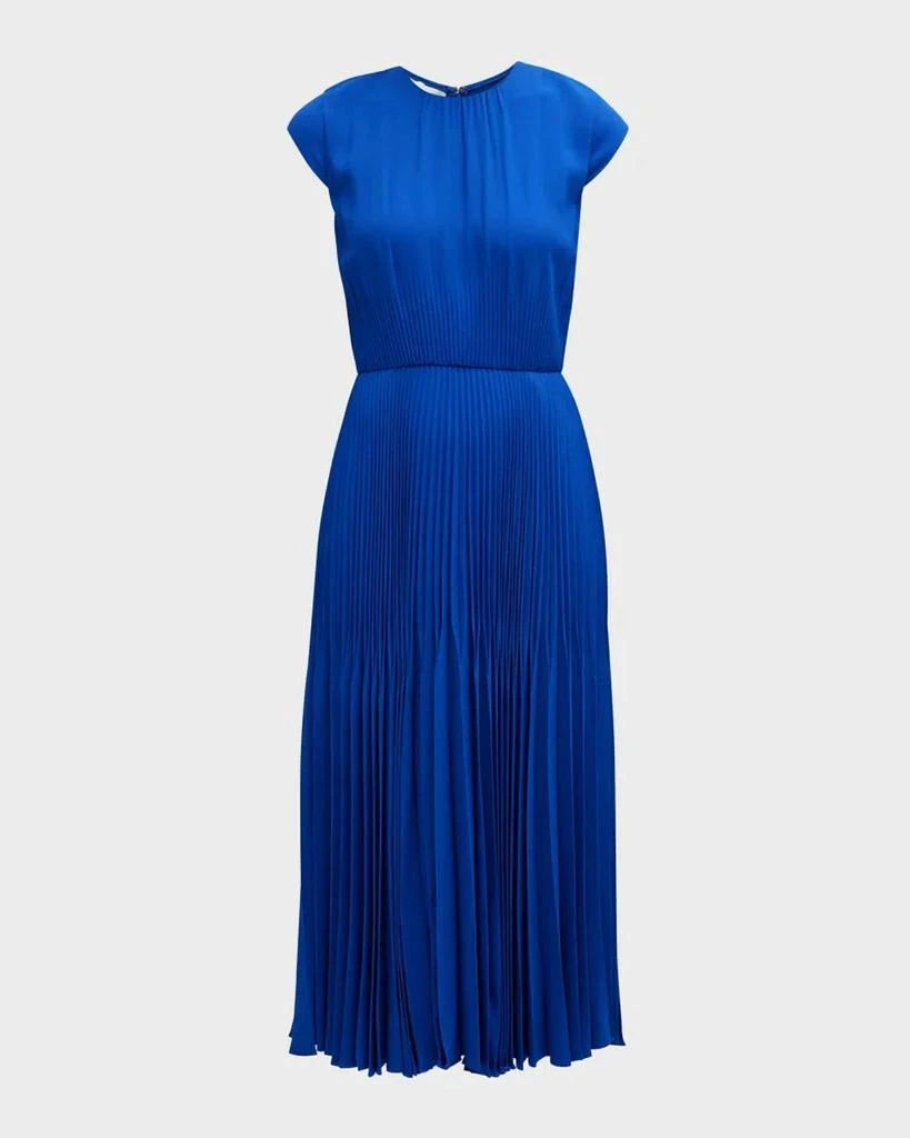 Jason Wu Cap-Sleeve Pleated Midi Dress In Klein Blue 4