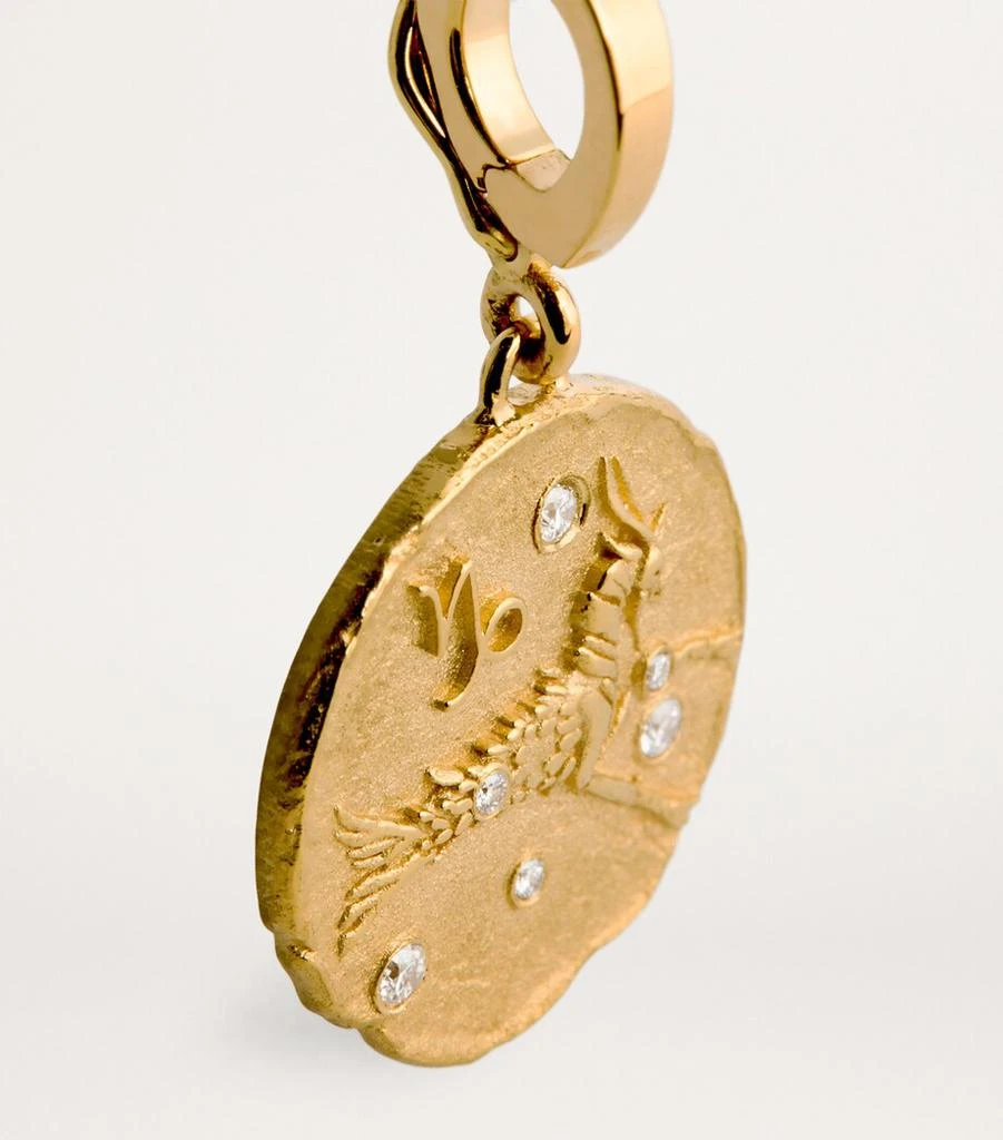 Azlee Small Yellow Gold and Diamond Capricorn Coin Charm 5