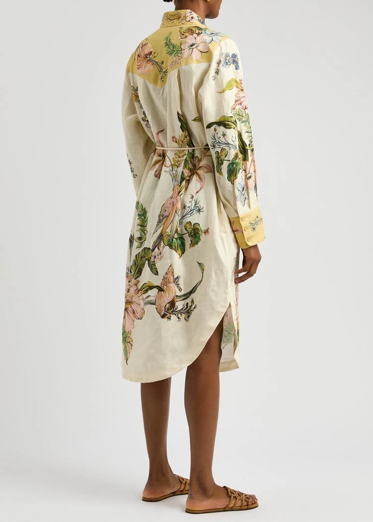 ALEMAIS Oleander printed flax midi shirt dress 3