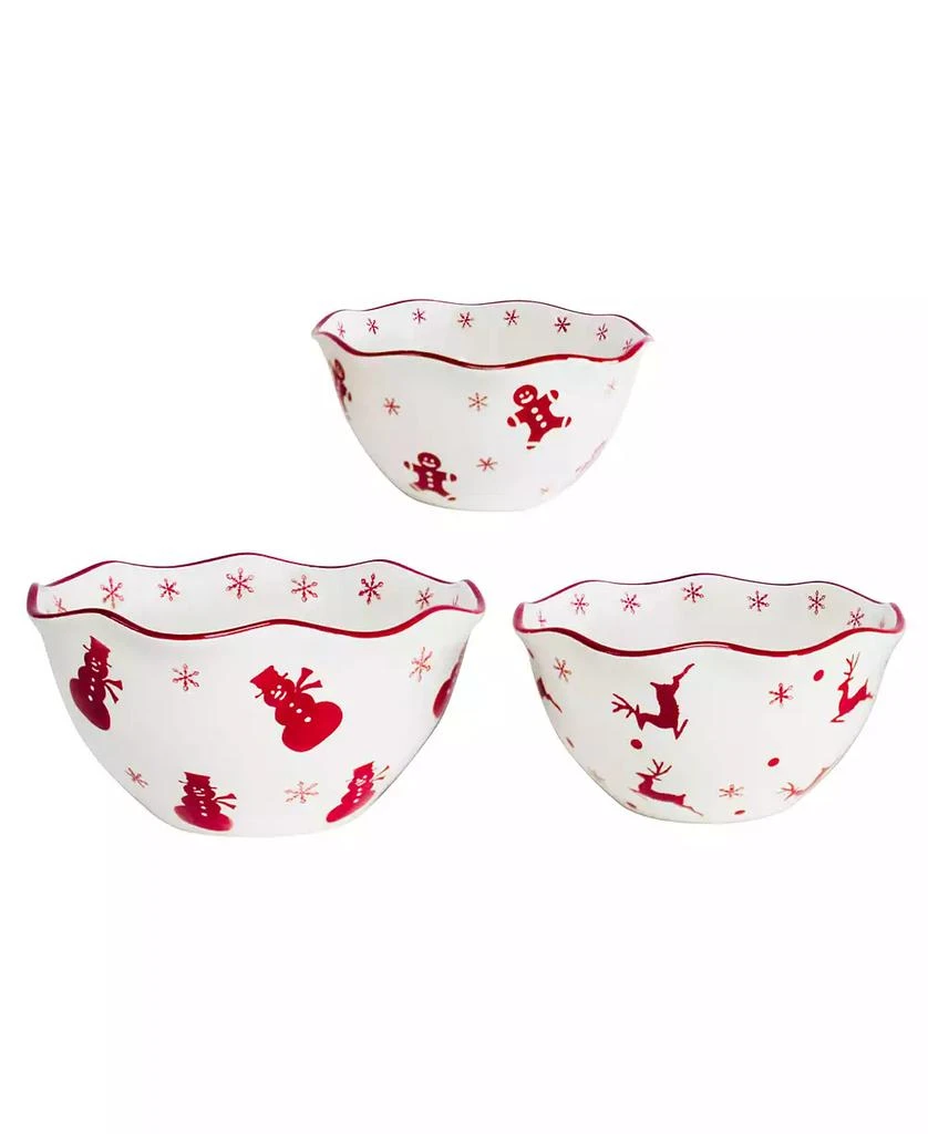 Euro Ceramica Winterfest Holiday 3-Piece Candy Bowl Set