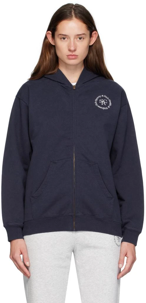 Sporty & Rich Navy SRHWC Zip Hoodie 1
