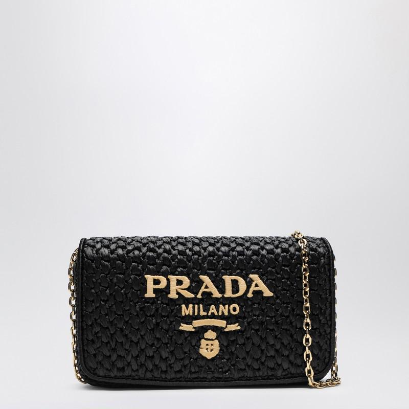 Prada Black crochet shoulder bag with logo