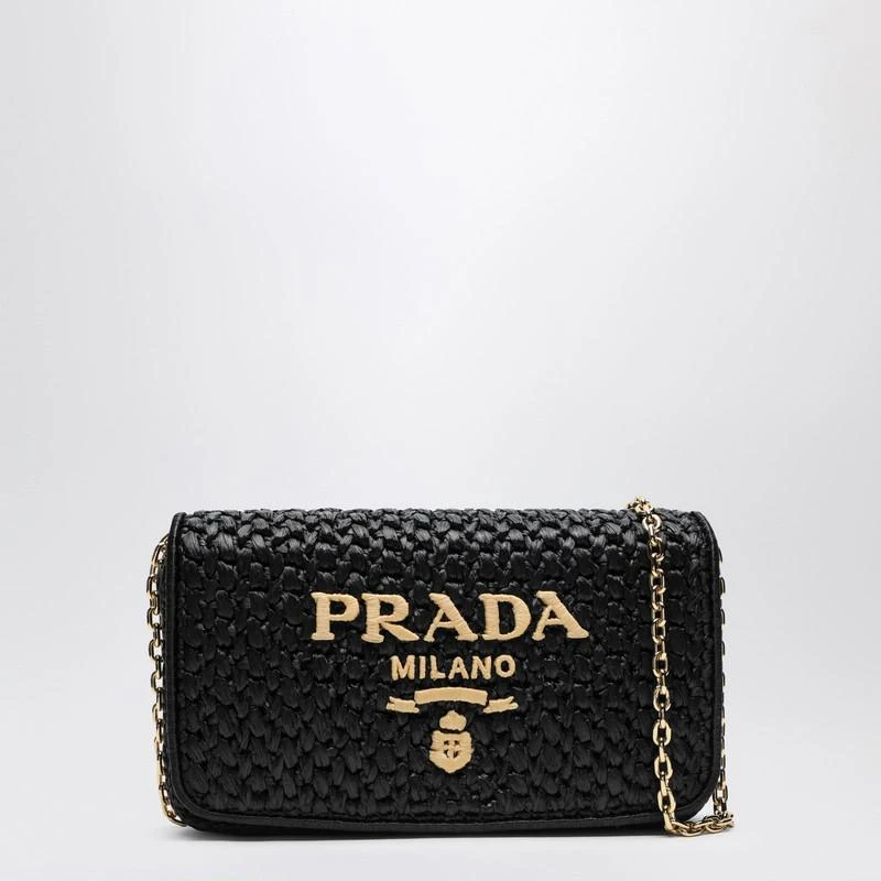 Prada Black crochet shoulder bag with logo 1