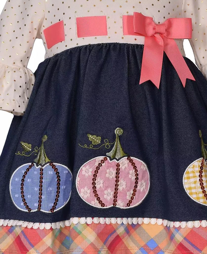 Bonnie Baby Baby Girls Three Quarter Bell Sleeved Foiled Dot Knit Dress 3