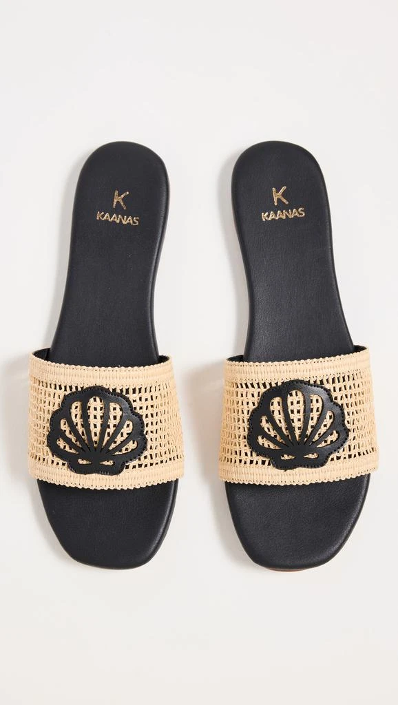 Kaanas Meera Fishnet Slides with Contrast Leather Seashell 1