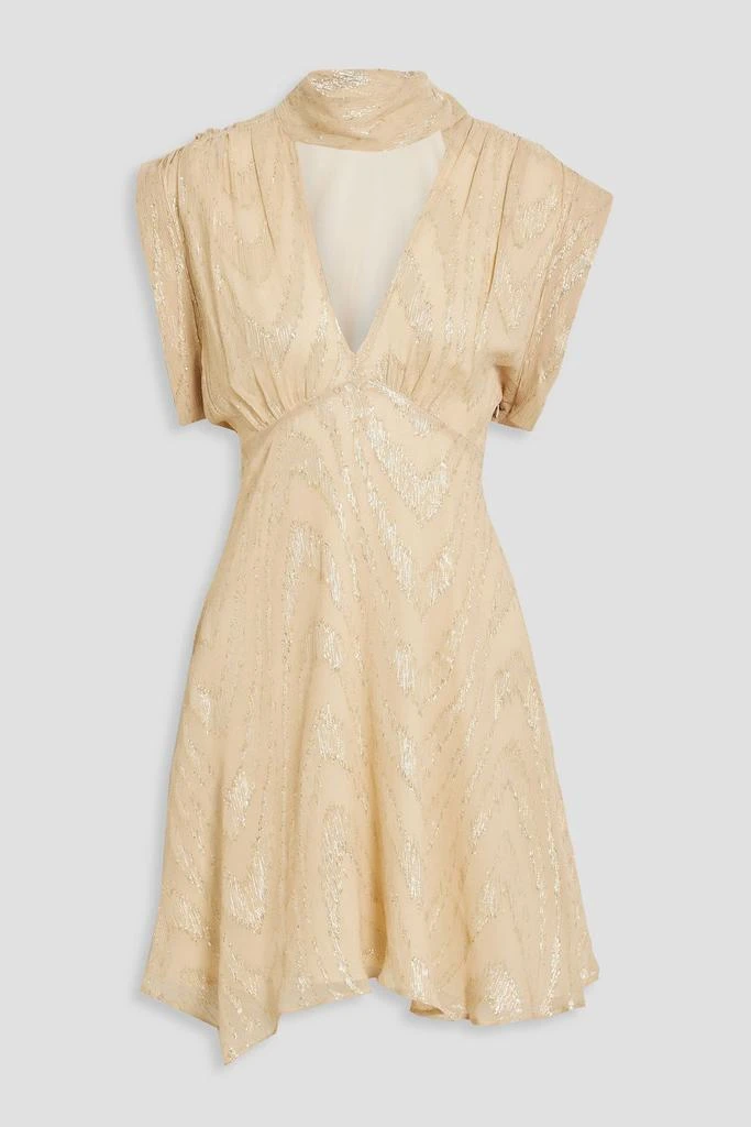 IRO Leven cutout silk-blend metallic fil coupé georgette mini dress 1