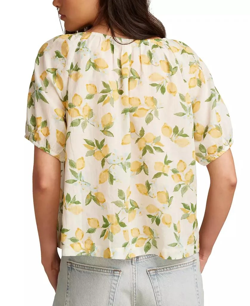 Lucky Brand Women's Cotton Lemon-Print Babydoll Top 2