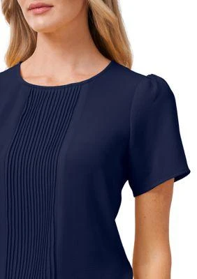 CeCe Womens Short Sleeve Pleated Blouse 3