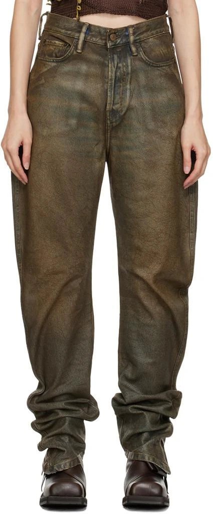 Acne Studios Brown Coated Jeans 1
