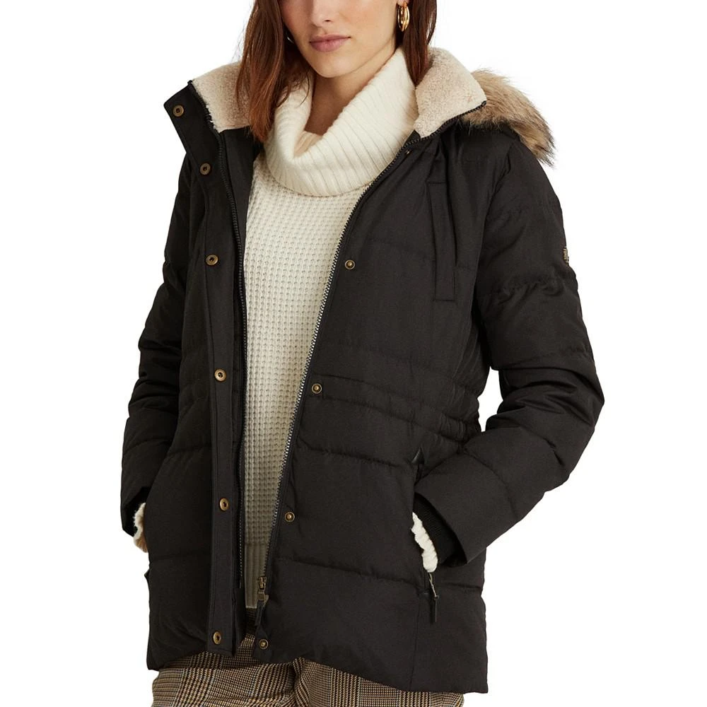 Lauren Ralph Lauren Women's Faux-Fur-Trim Hooded Puffer Coat, Created for Macy's 1