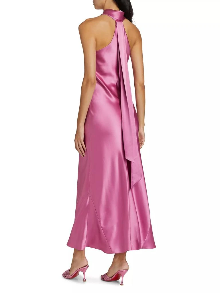 Galvan Pandora Satin Halterneck Midi-Dress 5